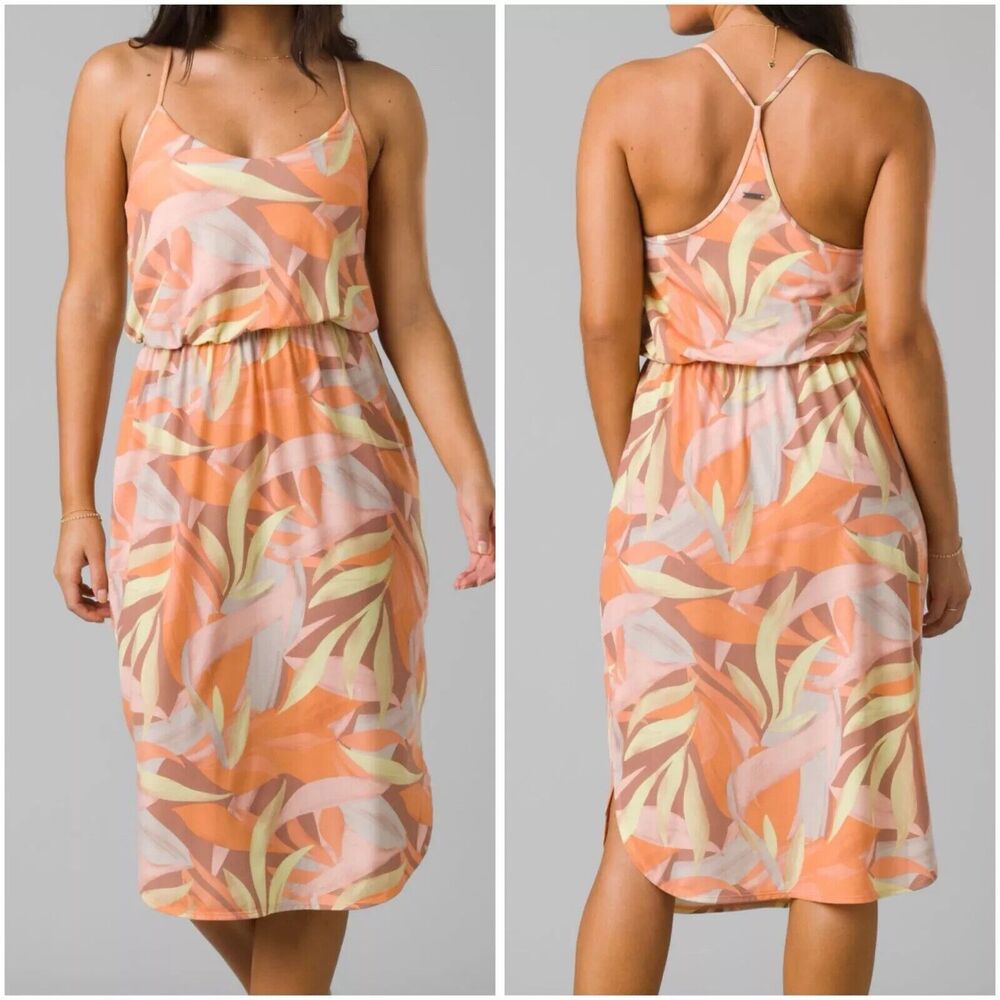Prana Ayla Athletic Dress Solstice‎ Tropics Size L Racerback Resort Outdoor